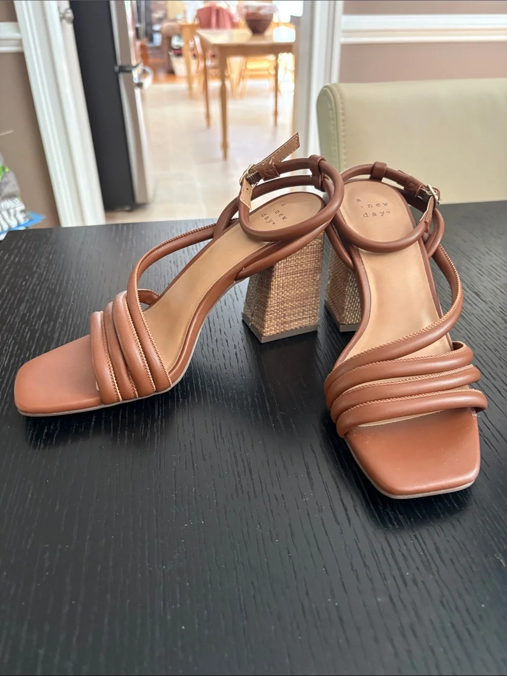 a new day Brown Strappy Block Heel Sandals